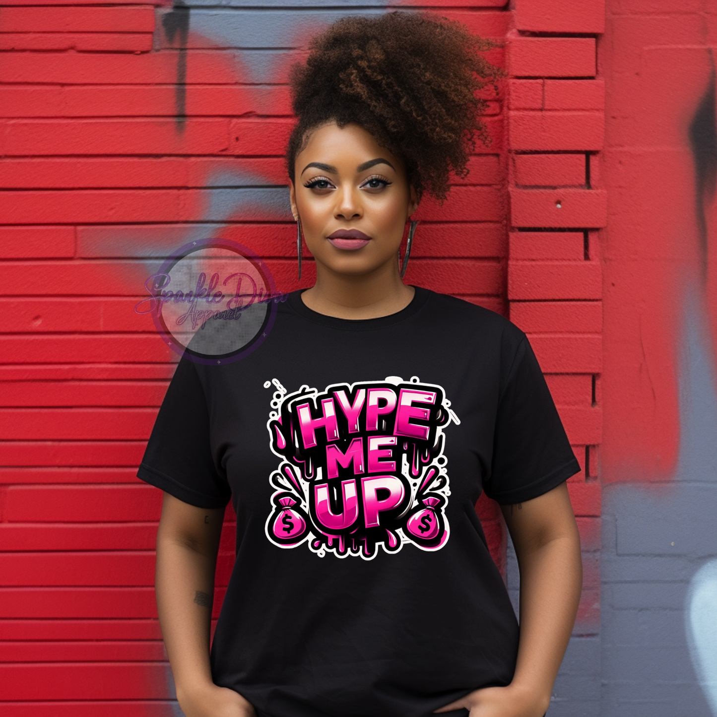 Short Sleeve Black Soft Style Tshirt "Hype Me Up"