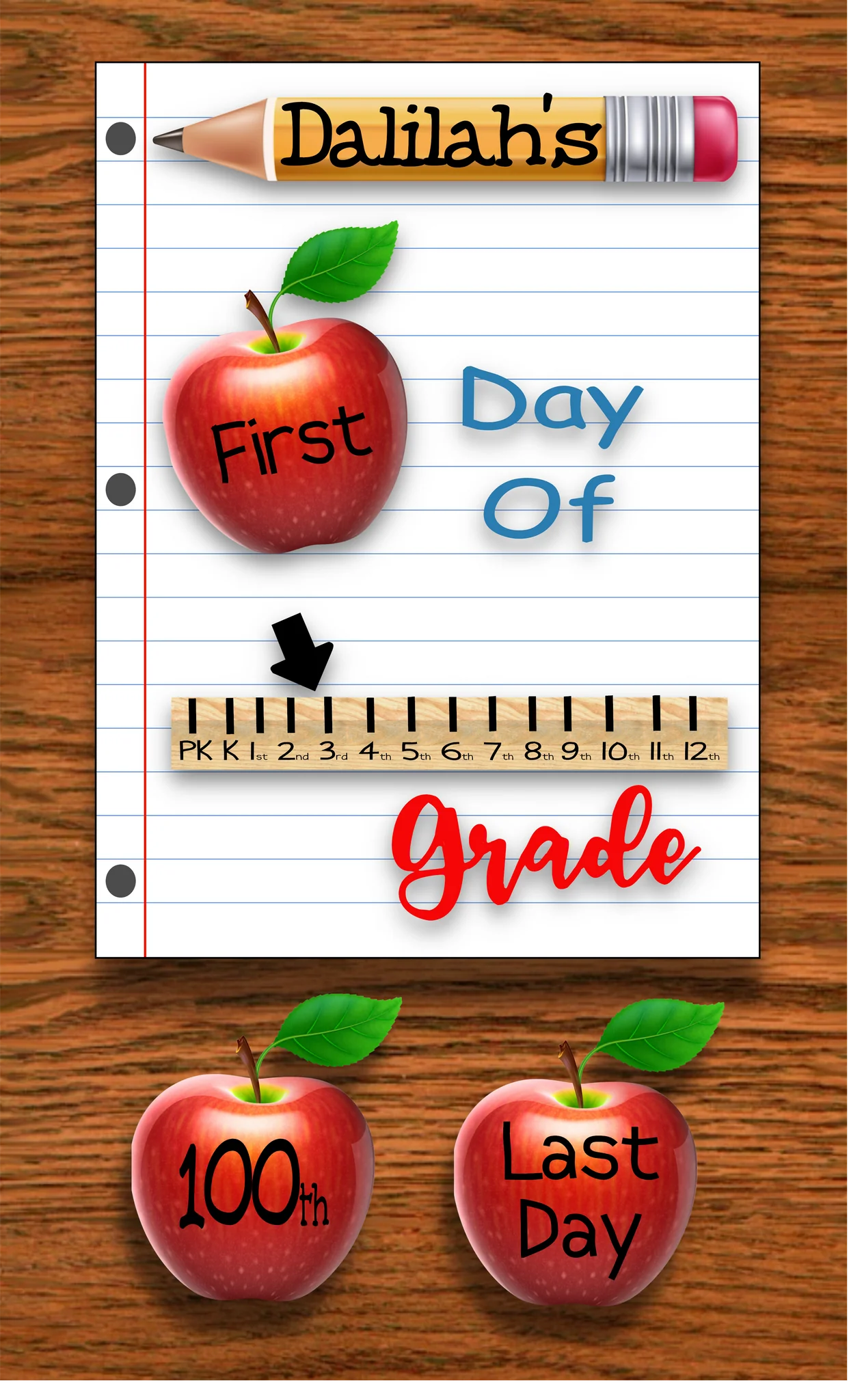 Back to school board with last day & 100 day
