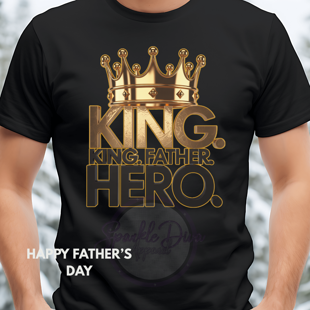 Father's Day King Crew Neck Black Short Sleeve Shirt