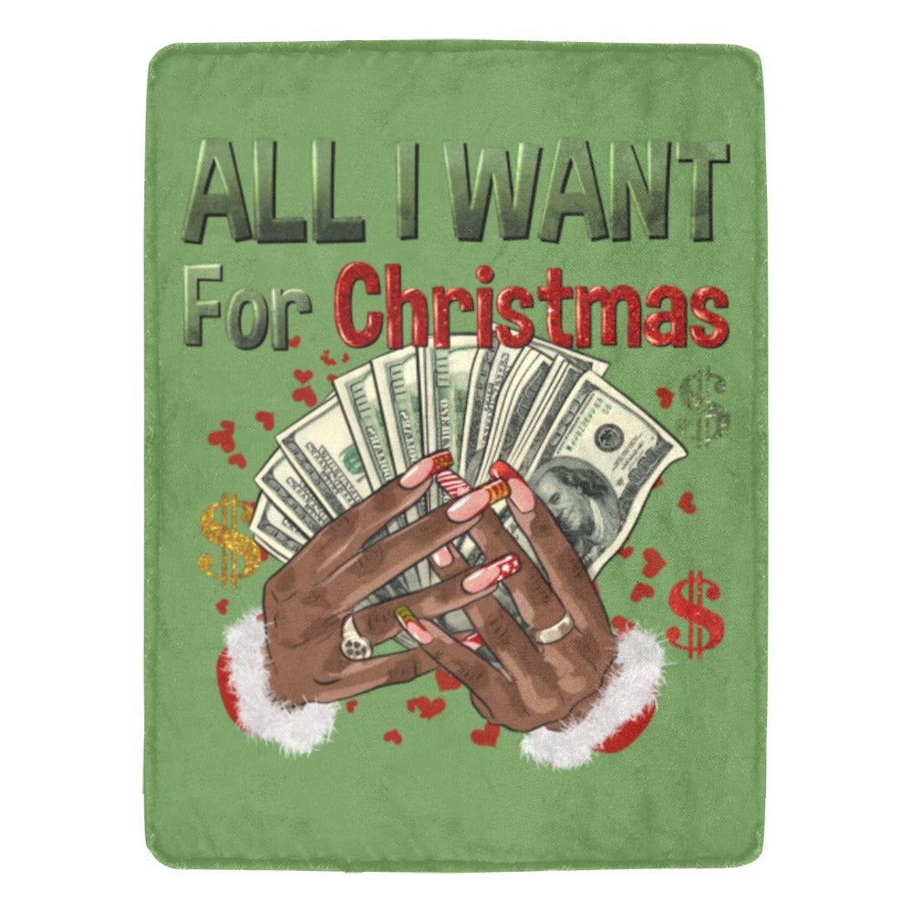All I Want For Hoilday Fleece Christmas Custom Blanket (King Size)