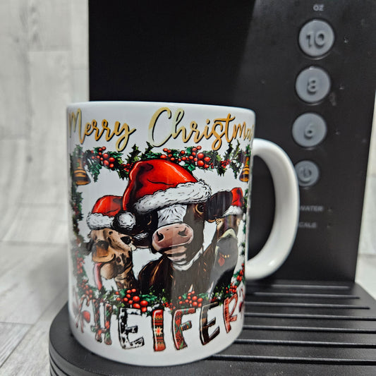 Custom Merry Christmas Heifer Mug