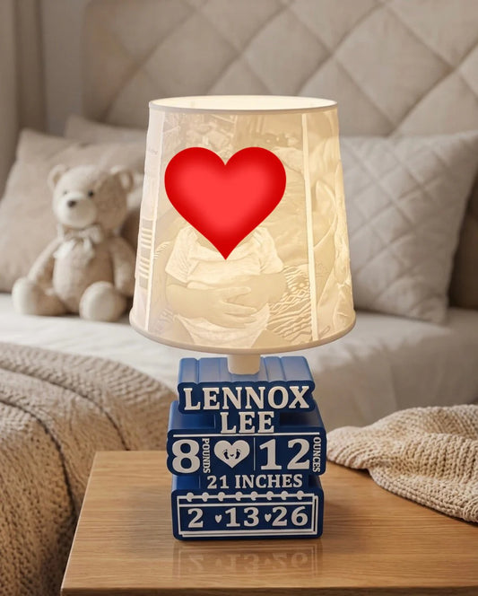 3D Printed Custom Birth Stat Lamp-Photo Lithophane