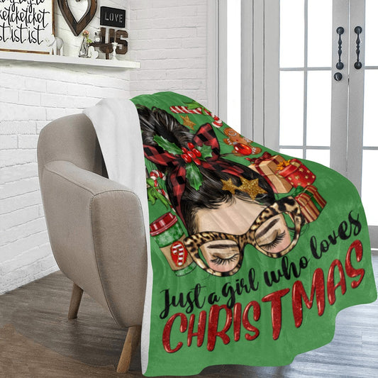 Custom Fleece Blanket Just A Girl Who Loves Christmas (King Size)