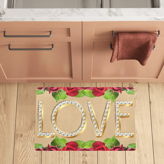 Custom Love Bling Kitchen Mat 28x17