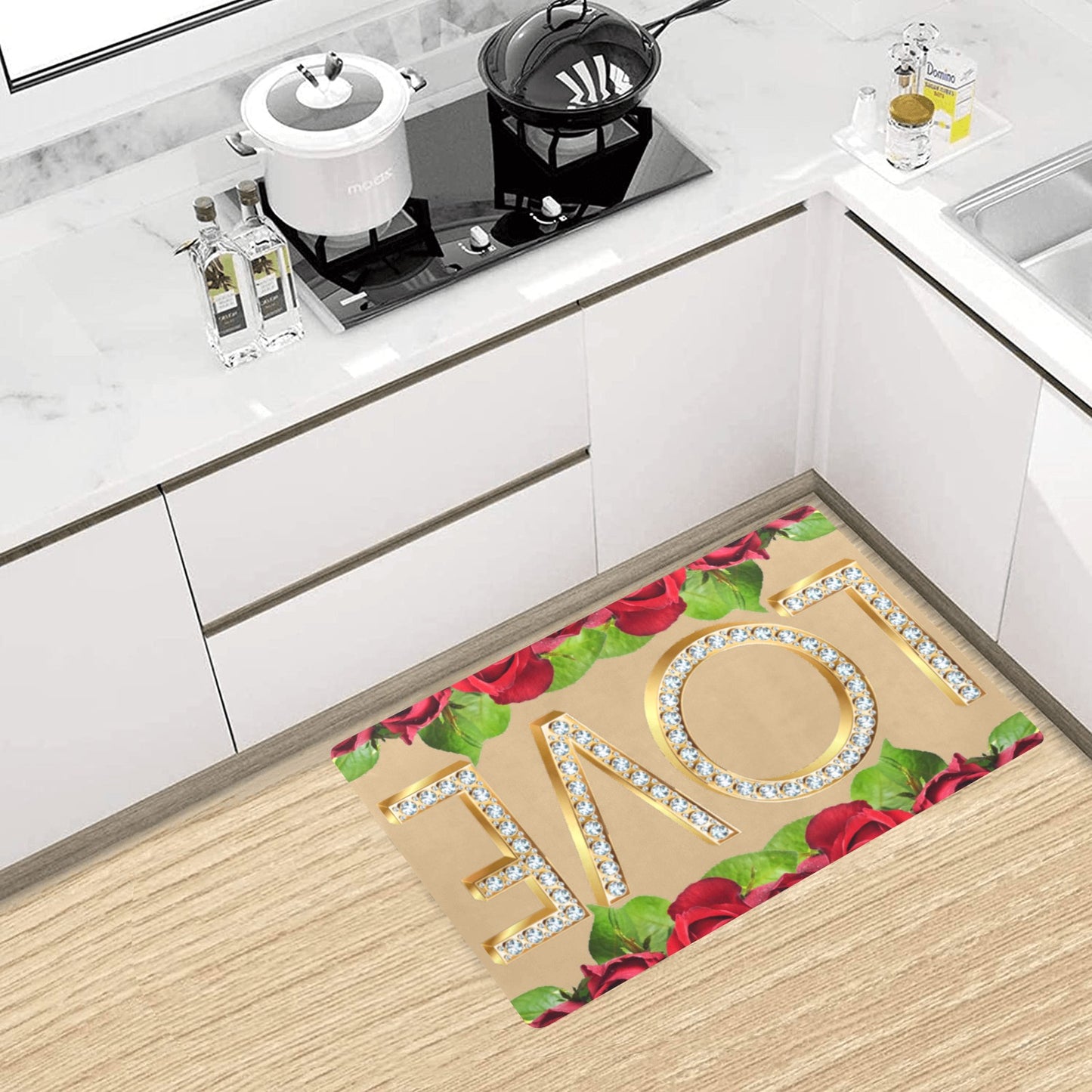 Custom Love Bling Kitchen Mat 28x17